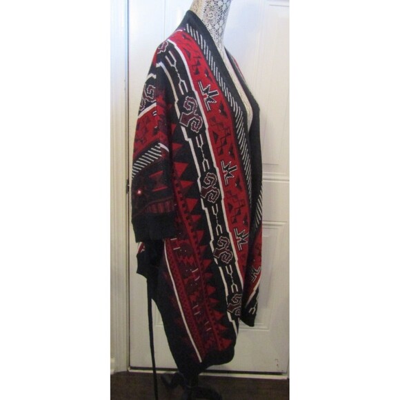 Grey Antics Knit Wool Blend Oversized Aztec Southwestern Sweater Wrap Sz XS / S - Picture 5 of 7